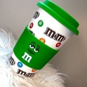 MARS | White Mars M&M 12floz Ceramic Hot Drink Mug + Silicone Top & Hold Sleeve